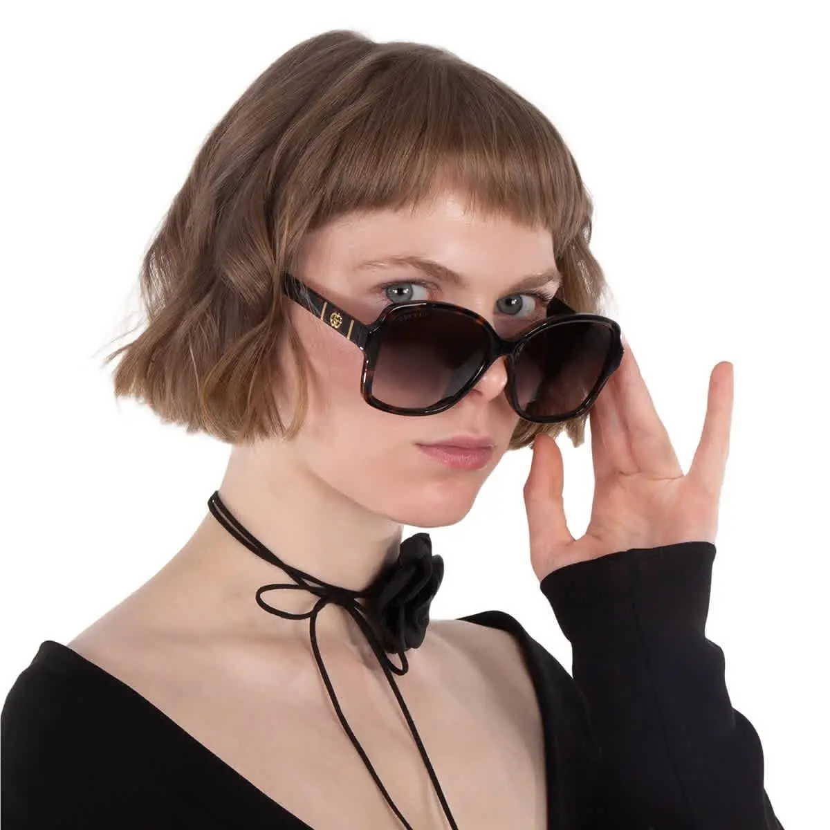 Brown Gradient Butterfly Ladies Sunglasses GG0765SA 003 57 GG0765SA 003 57 by Gucci