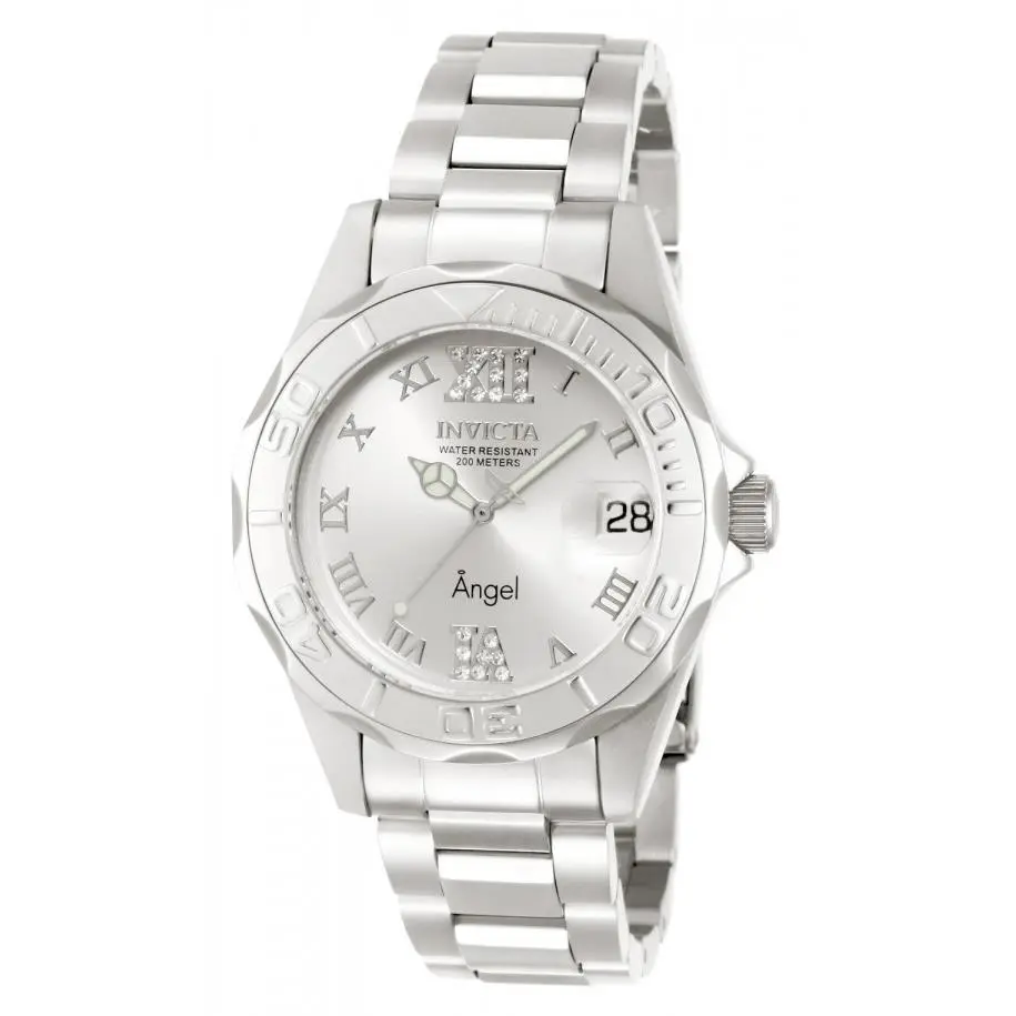 Invicta Women`s 14396 Angel Quartz 3 Hand Silver Dial Watch