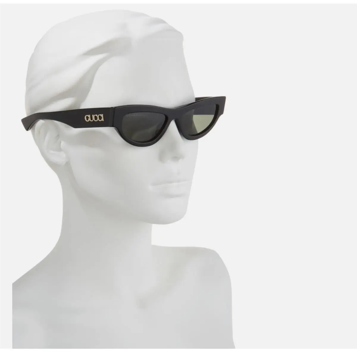Gucci Black 53mm Narrow Sculpted Logo Grey Lens Miami Cat Eye Sunglasses