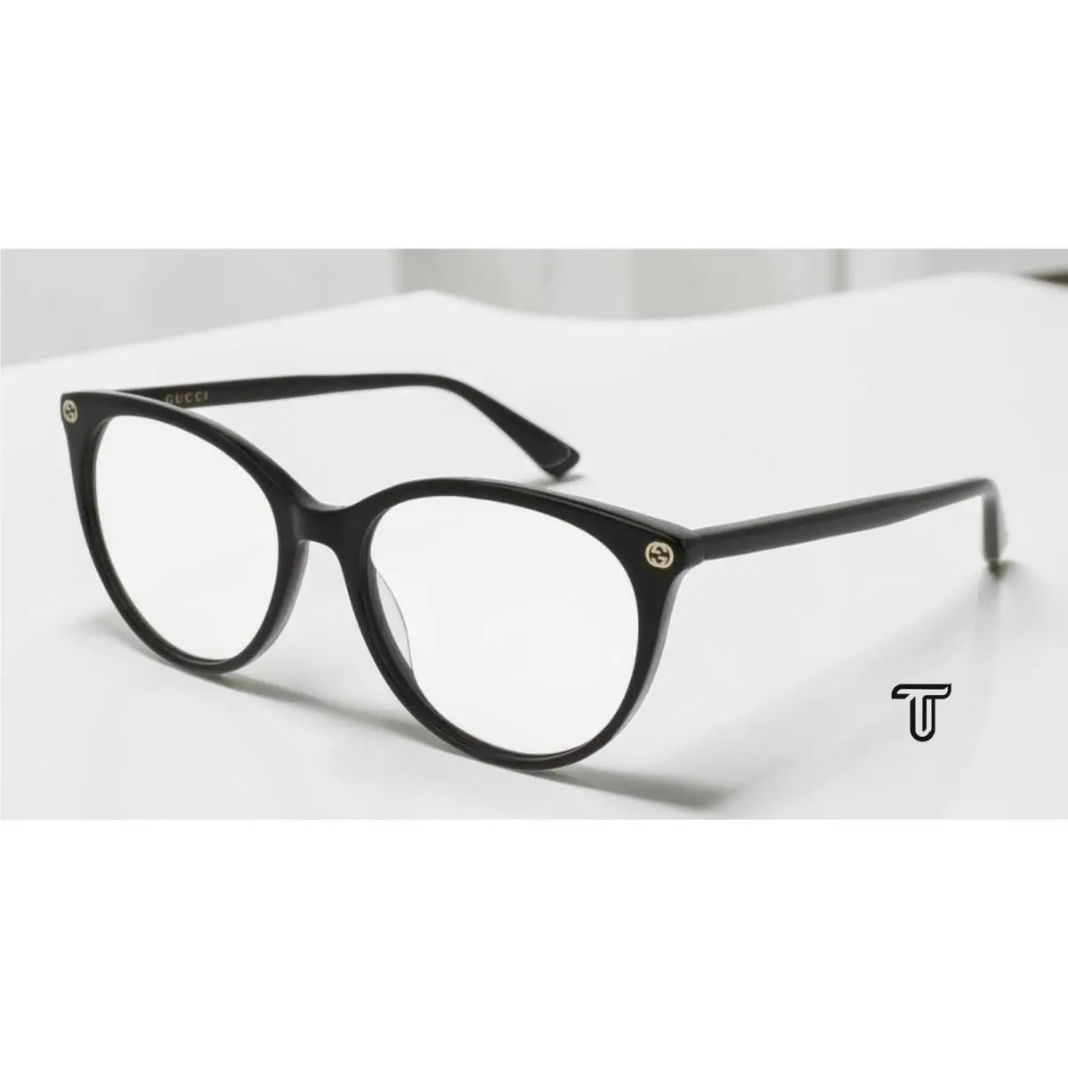 Gucci GG0093O 001 Round Oval Black Shiny Blk Demo Lens 53 mm Women`s Eyeglasses