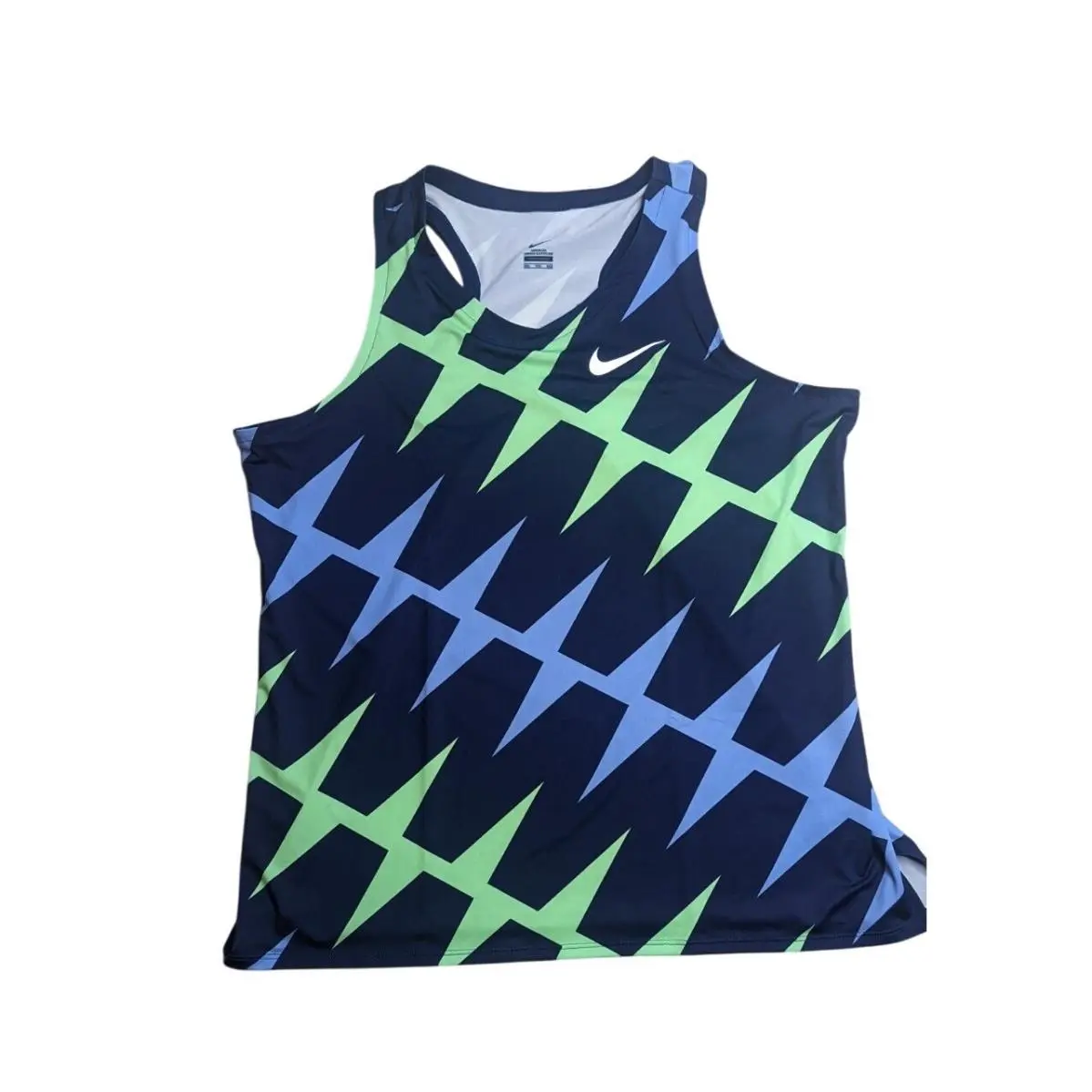 Nike Elite Pro Running Singlet Mens Xxl Navy Blue Geometric Aeroswift CI1005-492
