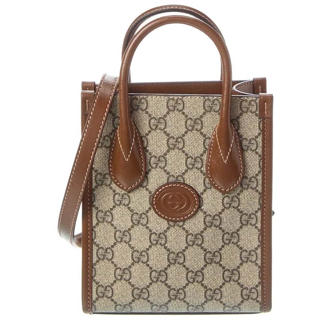 Mini Gg Supreme Canvas Leather Tote Women`s Brown by Gucci
