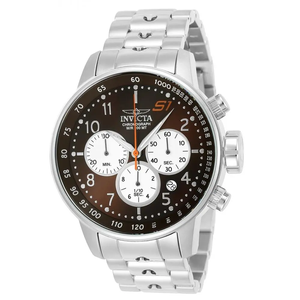 Men`s 23081 S1 Rally Quartz Chronograph White Brown Dial Watch by Invicta