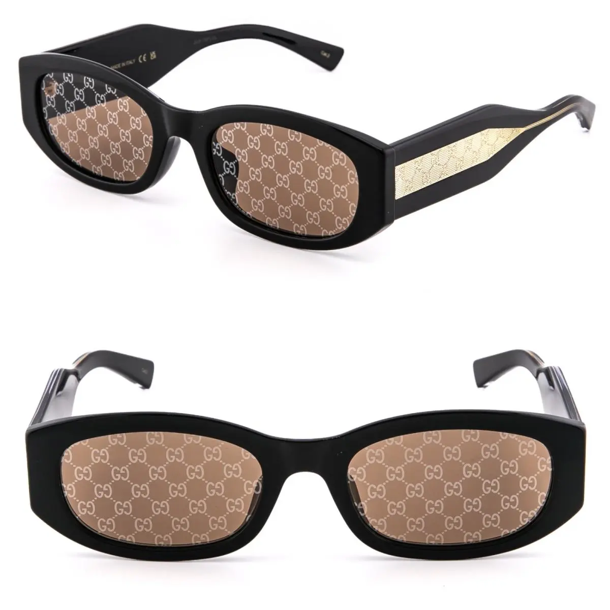 2068 Black Brown GG ssima Print Logo GG2068SA Geometric Sunglass 004 by Gucci