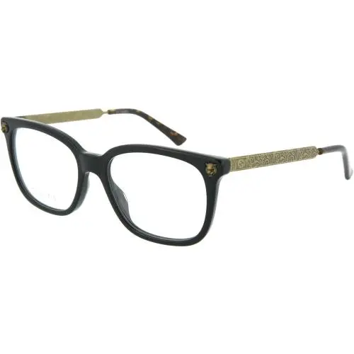 Gucci GG0218O 001 Square Eyeglasses 51mm Black Gold / Clear Demo Lens