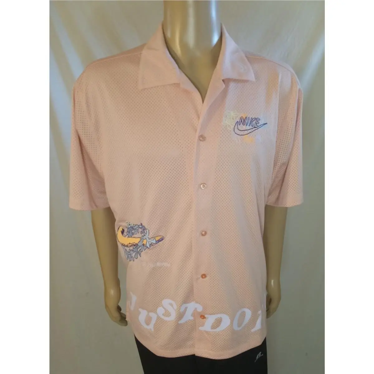 Nike Mens Resort Hawaiian Mesh Shirt Arctic Orange DZ3078-800 Sz Large