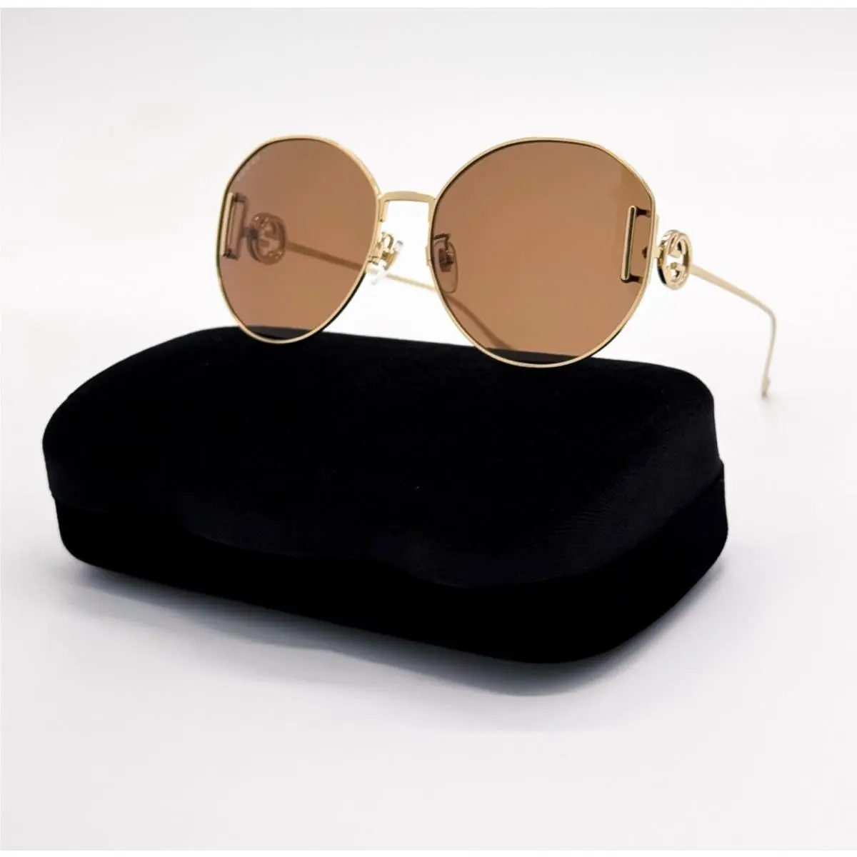Gucci Gold Brown Round Women Sunglasses GG1206SA 003