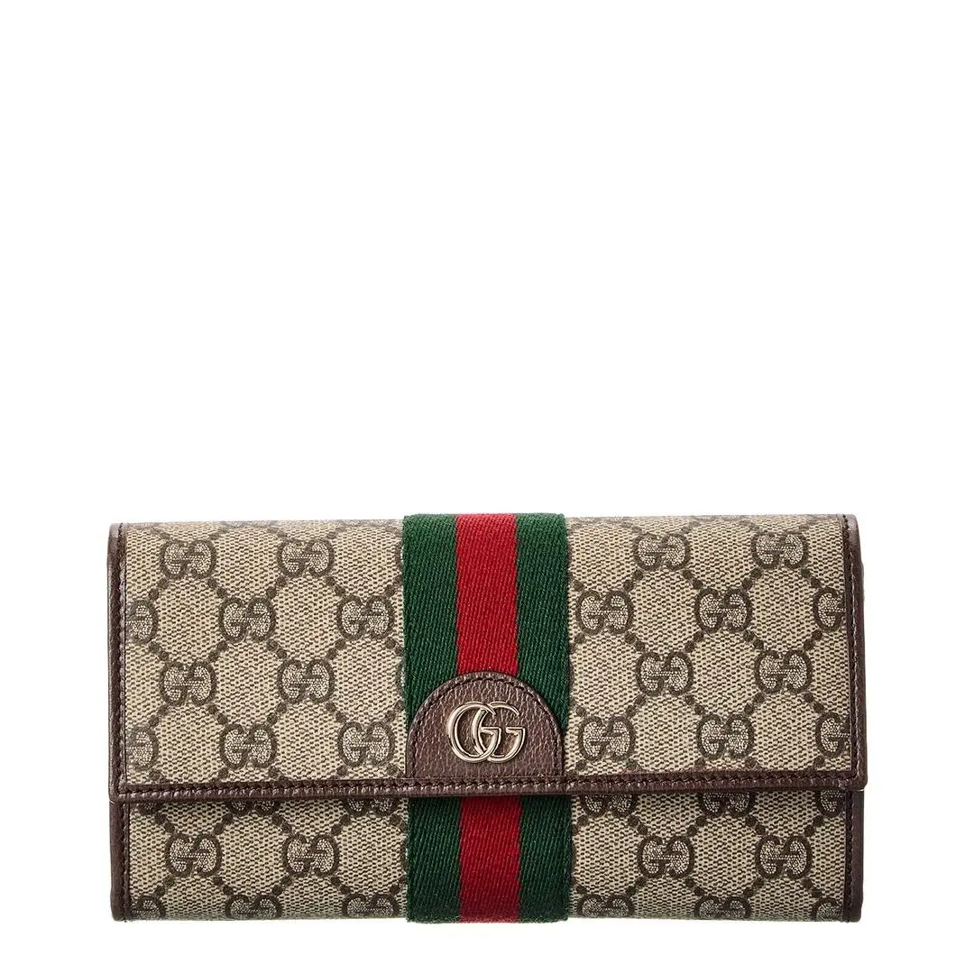 Ophidia Gg Supreme Canvas Leather Continental Wallet Women`s Beige by Gucci