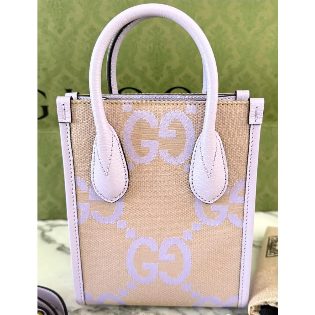 Jumbo GG Canvas Mini Tote Bag Purple 671623 by Gucci