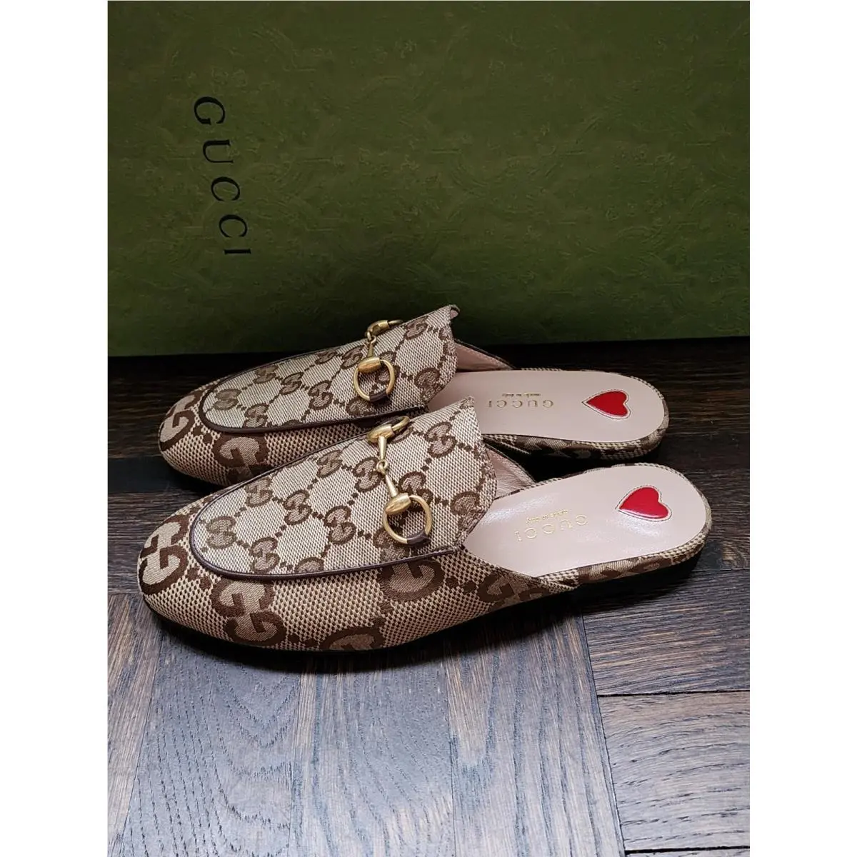 Gucci Princetown Loafer Mules Jumbo GG Camel Canvas G 35 US 5