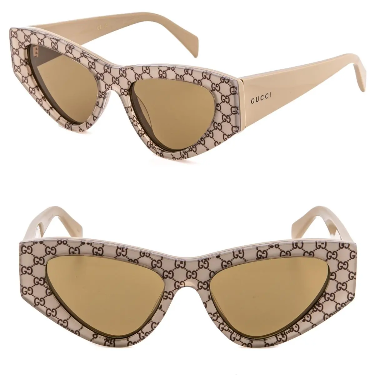 2019 Beige Brown GG ssima Print Logo GG2019S Geometric Sunglass 005 by Gucci
