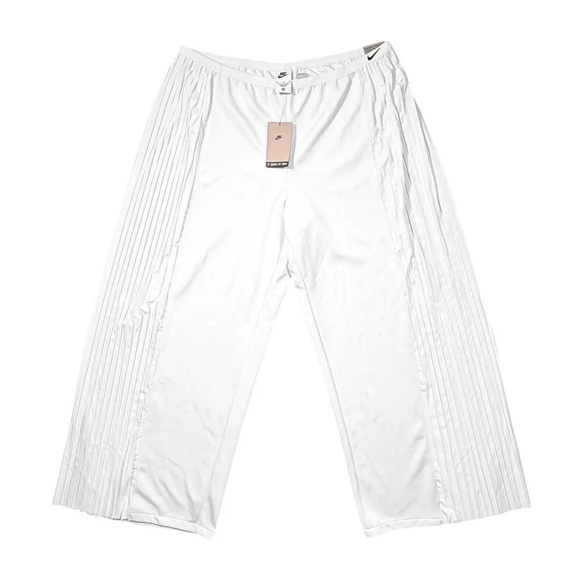 Nike Sportswear Wide Leg Pants Womens XL White Accordion Pleated Loose Fit