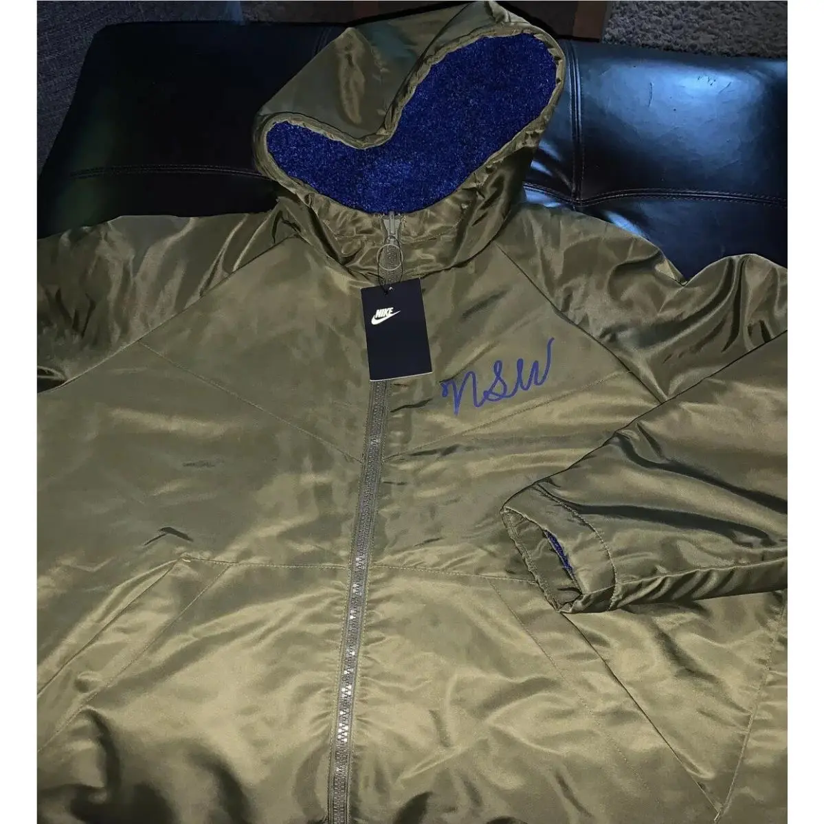 Nike Sports Wear Nsw Reversible Coat Womens Size XL Green/blue Hoodie A13