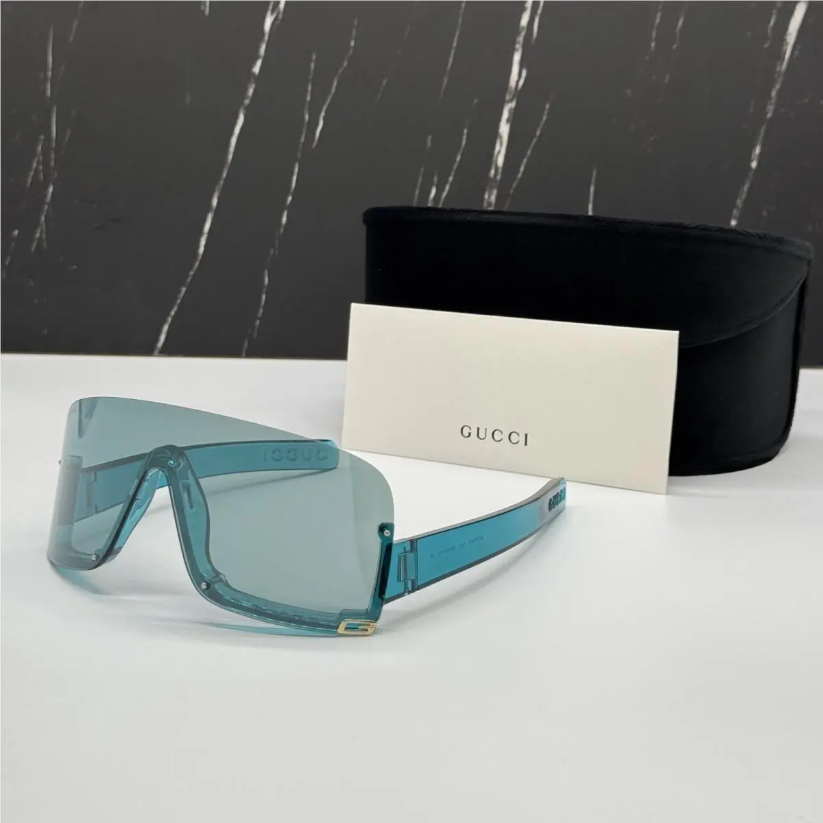 Unisex Light Blue  Shield Sunglasses GG1637S 001 by Gucci