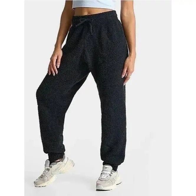 Nike Boucle Jogger Pants Womens L Phoenix Cozy Knit Black Oversized fz1703