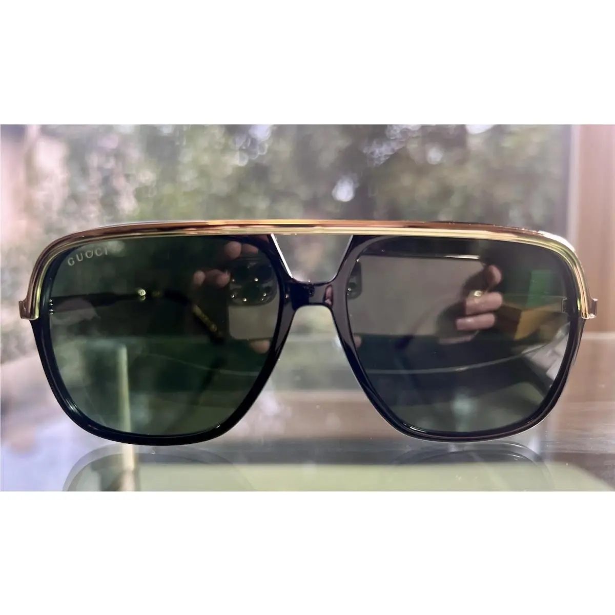 GG0200S 001 57 Unisex Aviator Sunglasses - Black/gold by Gucci