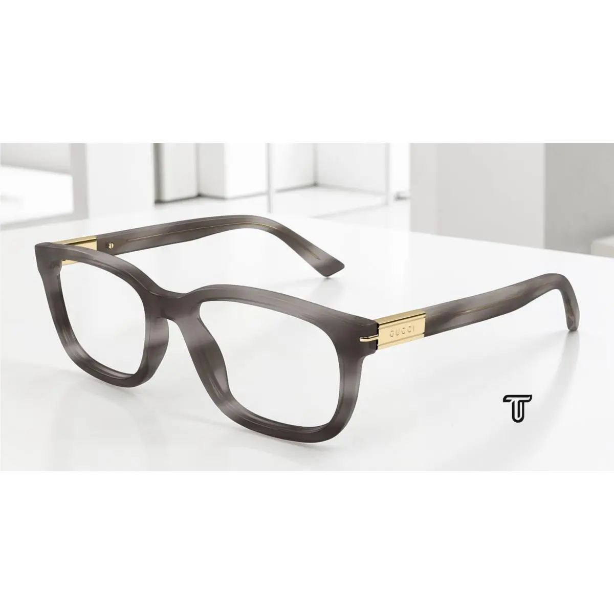GG1776O 002 Rectangular Squared Havana Demo Lens 54 mm Men`s Eyeglasses by Gucci