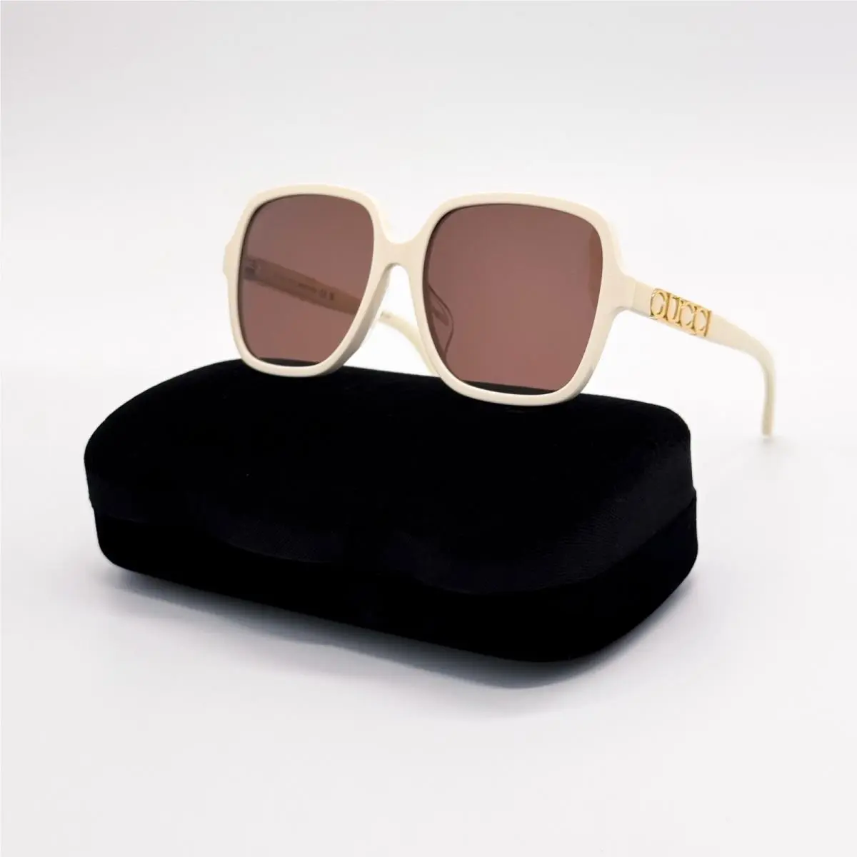 White Brown Square Women Sunglasses GG1189SA 005 by Gucci