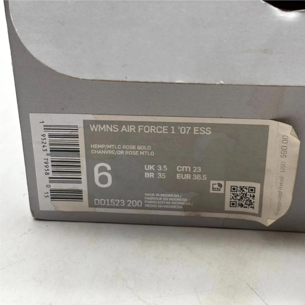 Nike shoes - Nike Air Force 1 `07 DD1523-200 - DD1523-200 - Hemp Rose Gold (UPC: 195243799580) 7