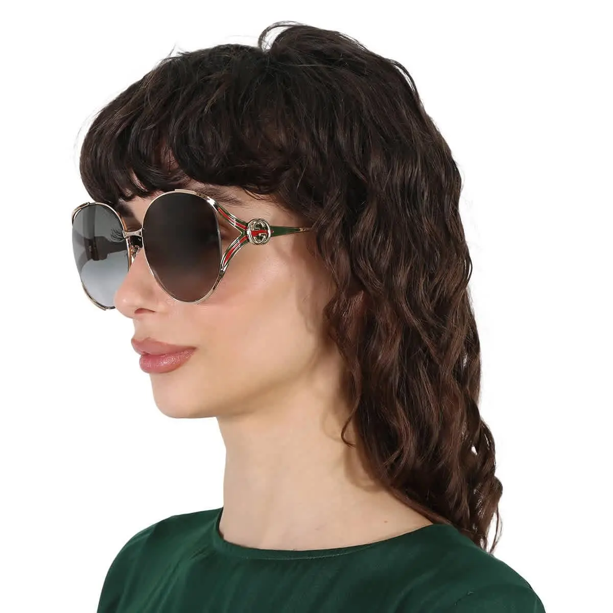 Grey Gradient Oval Ladies Sunglasses GG0225S 001 63 GG0225S 001 63 by Gucci