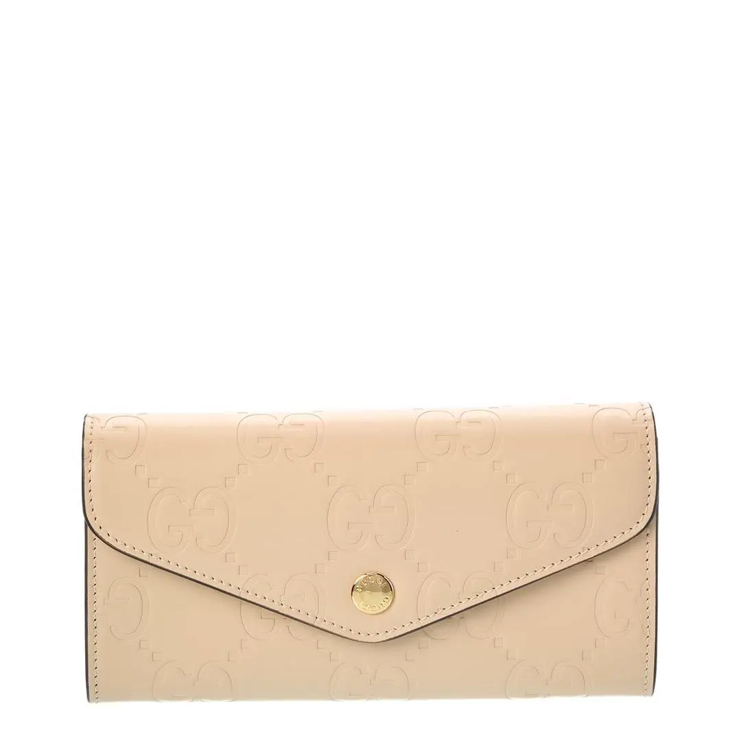 Gg Leather Continental Wallet Women`s Beige by Gucci