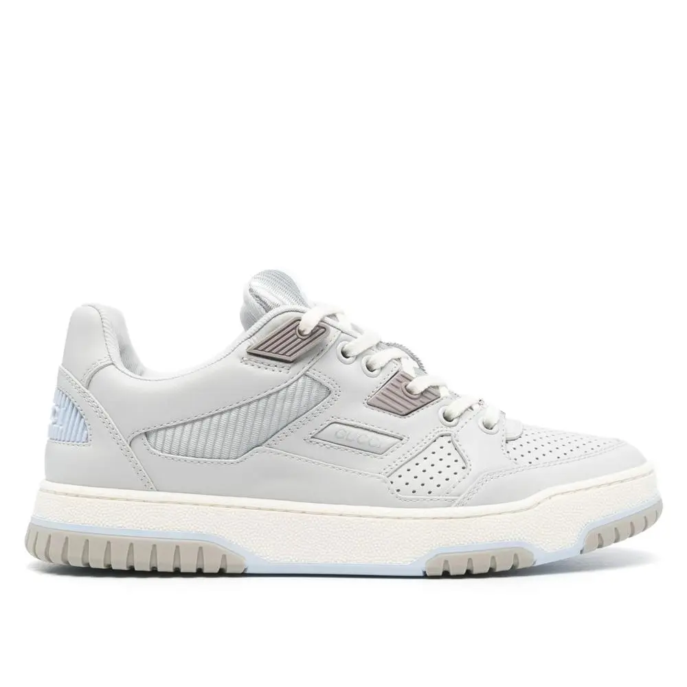 Gucci Jones Leather Low Top Sneakers Smokey Gray Blue EU 39.5