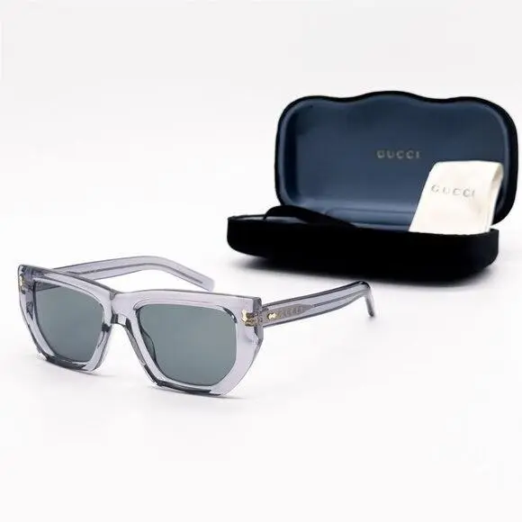 GG1520S 004 Women Gray Clear Sunglasses  by Gucci
