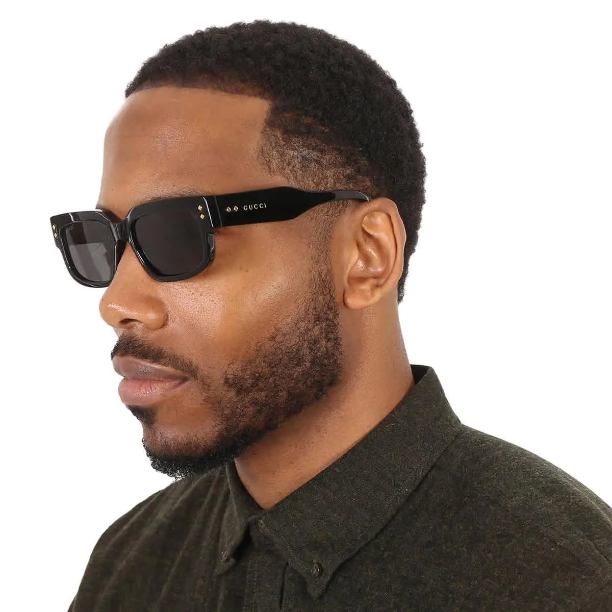 Grey Rectangular Men`s Sunglasses GG1218S 001 56 GG1218S 001 56 by Gucci