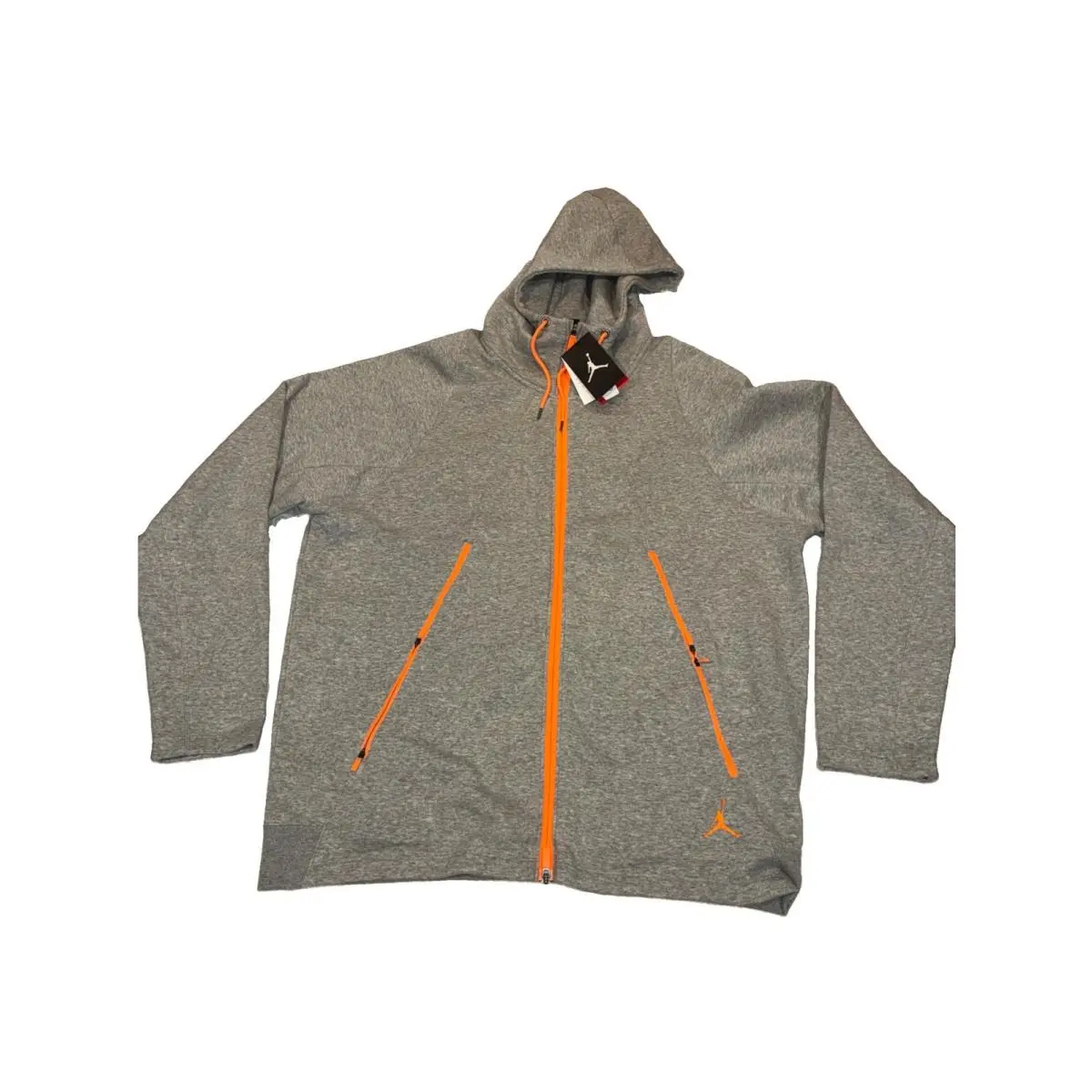 Jordan Jumpman Nike Full-zip Hoodie Size Xxxl 3XL Gray w/ Orange Accents
