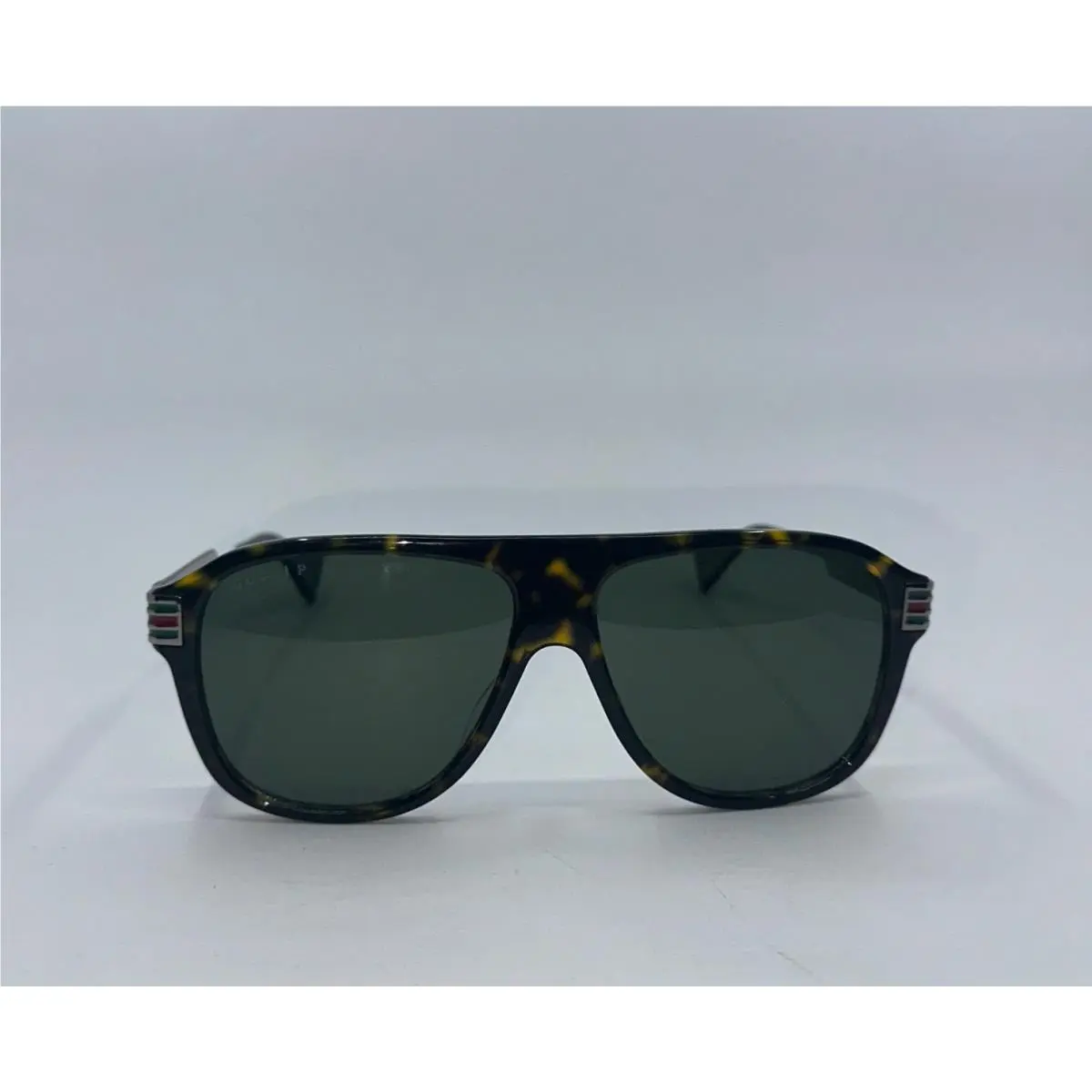 Gucci GG0587S Tortoise Aviator Polarized Sunglasses Green Lens W/box