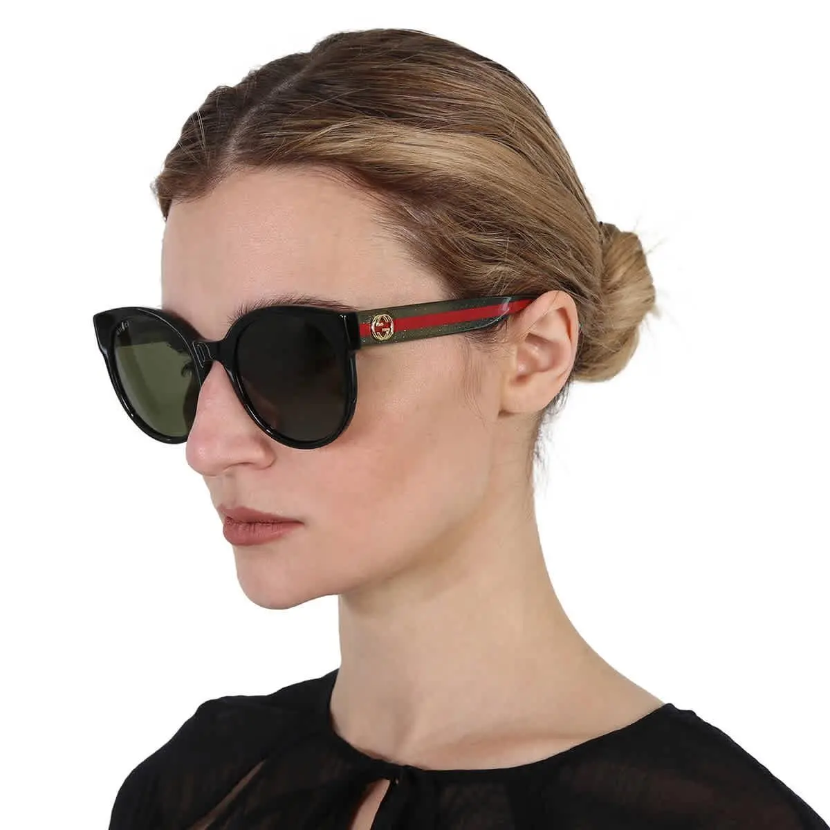 Green Round Ladies Sunglasses GG0035SN 002 54 GG0035SN 002 54 by Gucci