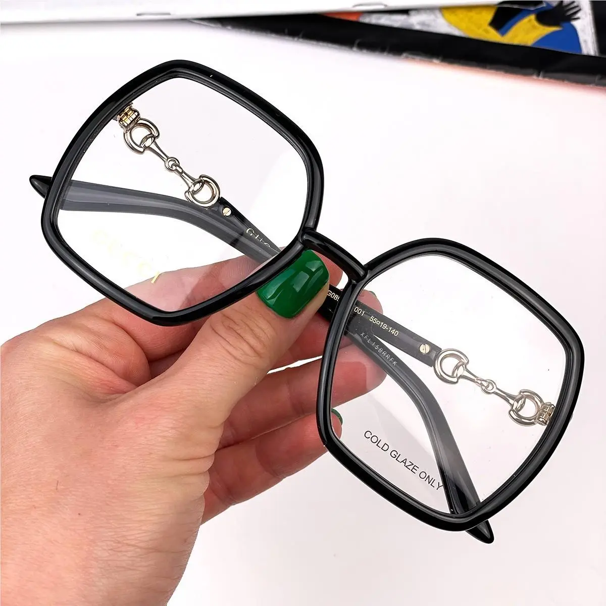 Gucci Women Eyeglasses Black Demo Square Oversized GG0890O 001