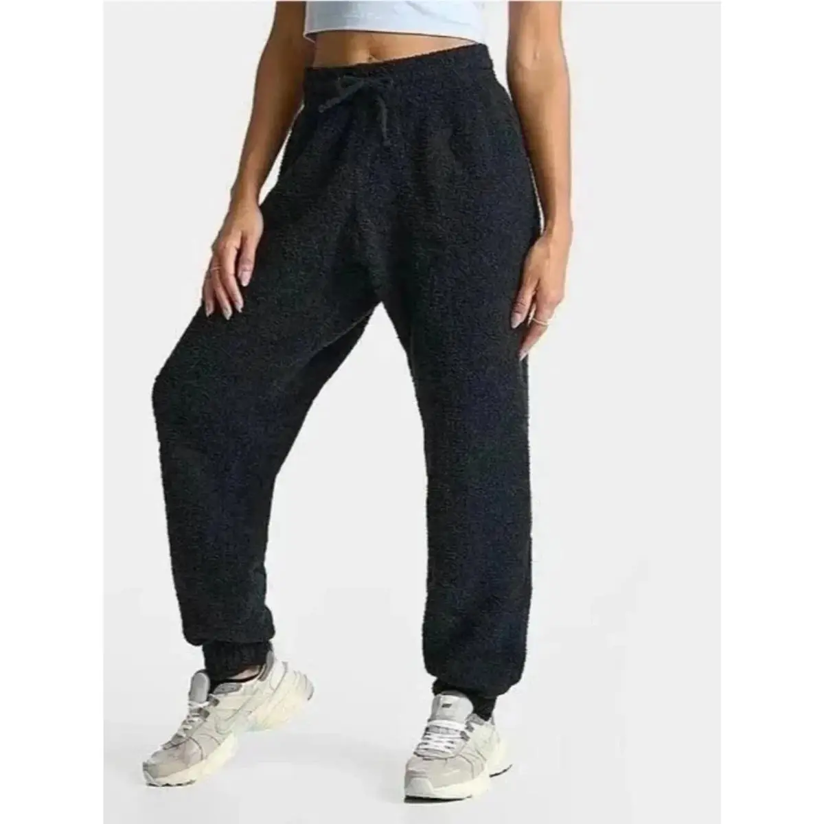 Nike Boucle Jogger Pants Womens S Phoenix Cozy Knit Black Oversized fz1703