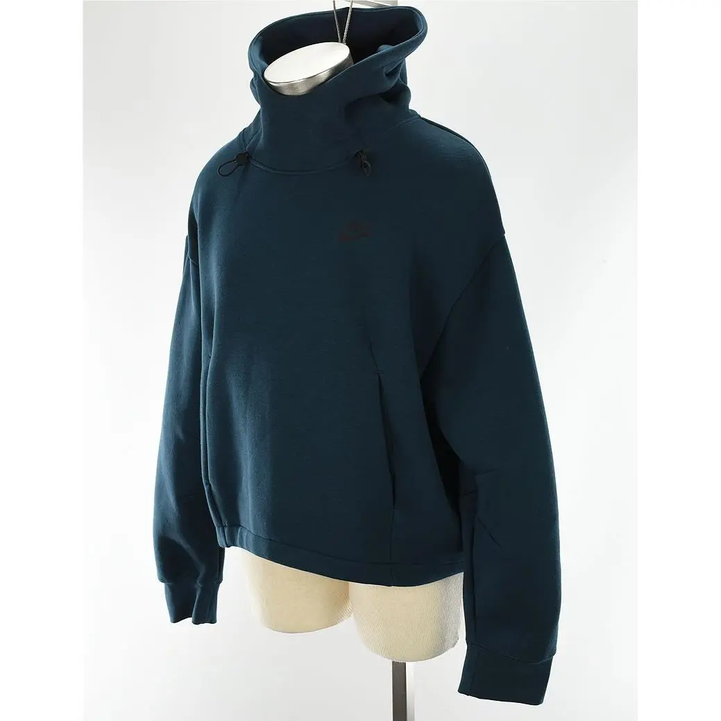 Nike Womens Armory Navy Oversized Tech Fleece Pullover Hoodie Medium