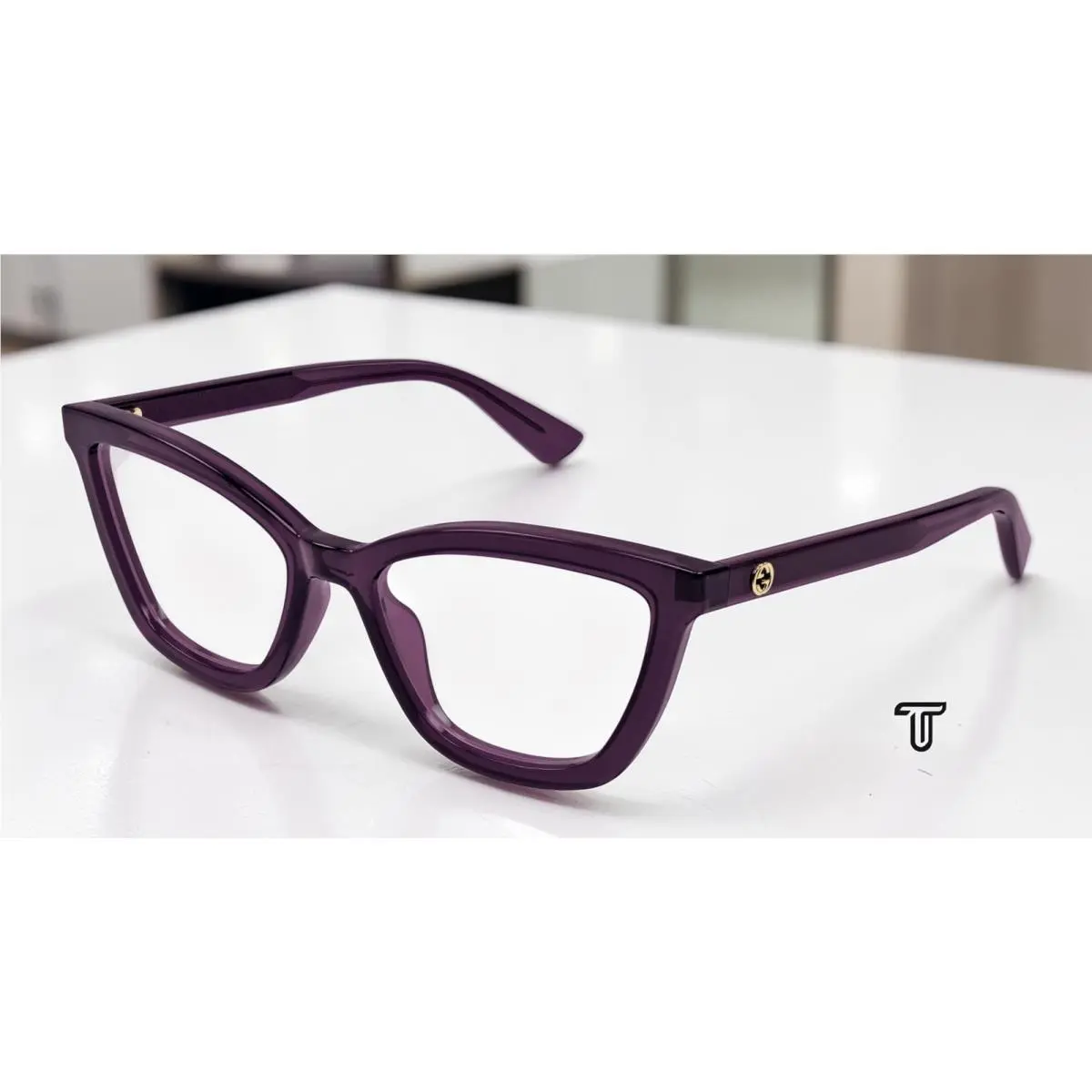 Gucci GG1686O 011 Round Oval Panthos Violet Demo Lens 54 mm Women`s Eyeglasses