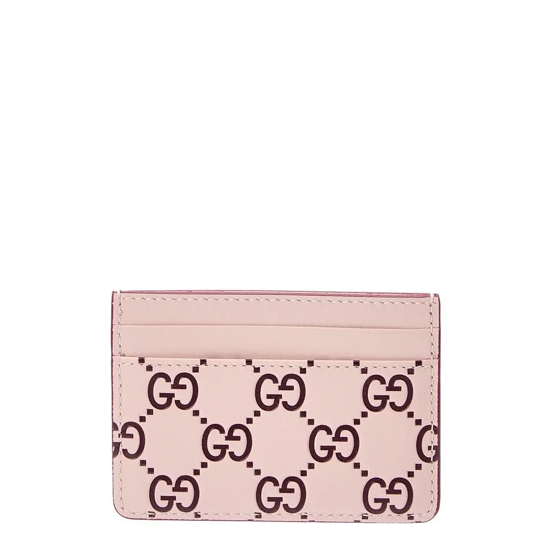 Gg Logo Leather Card Case Women`s Pink by Gucci