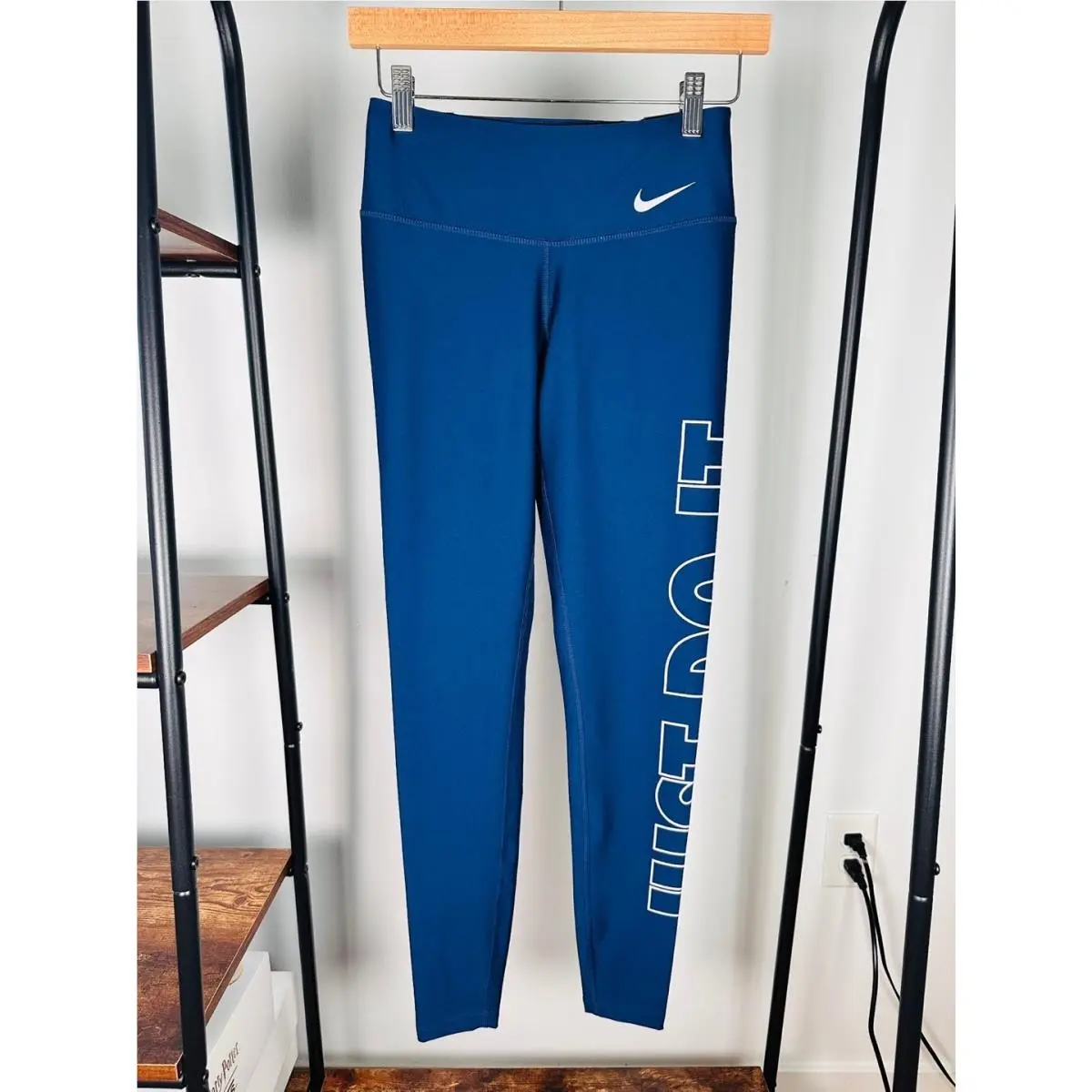 Nike Power Victory Womens Mid Rise Just Do It Leggings Blue AQ4642-429 XS