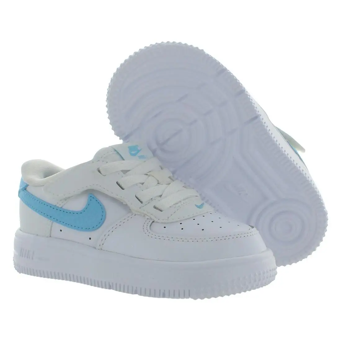 Force 1 Low Easyon Infant/toddler Shoes Size 5 Color: White/aquarius by Nike