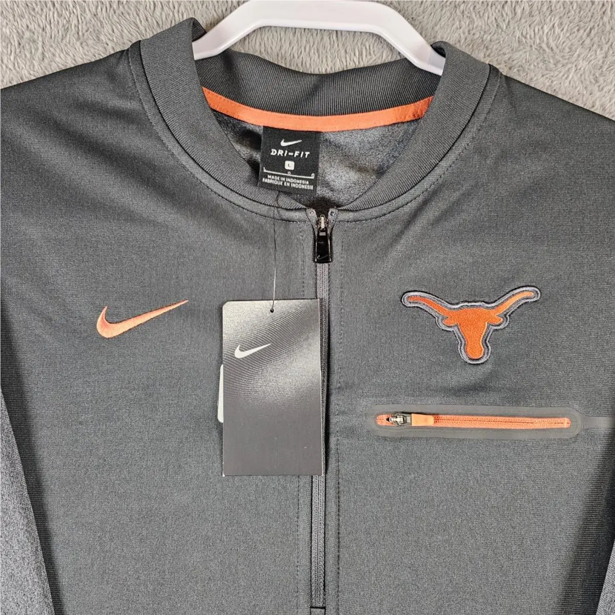 Nike Texas Longhorns Dri-fit 1/4 Zip Pullover Mens Large Grey Orange