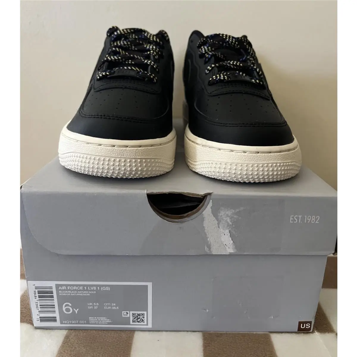 Nike shoes - Nike Air Force 1 LV8 1 - HQ1907 001 - Black/Saturn Gold 12
