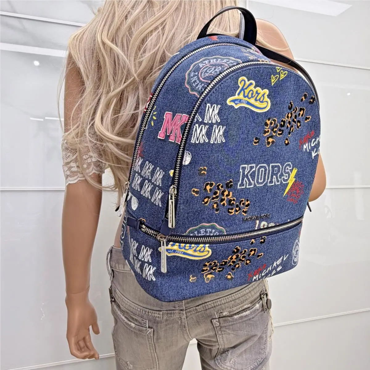 Michael Kors Backpack Rhea Washed Denim