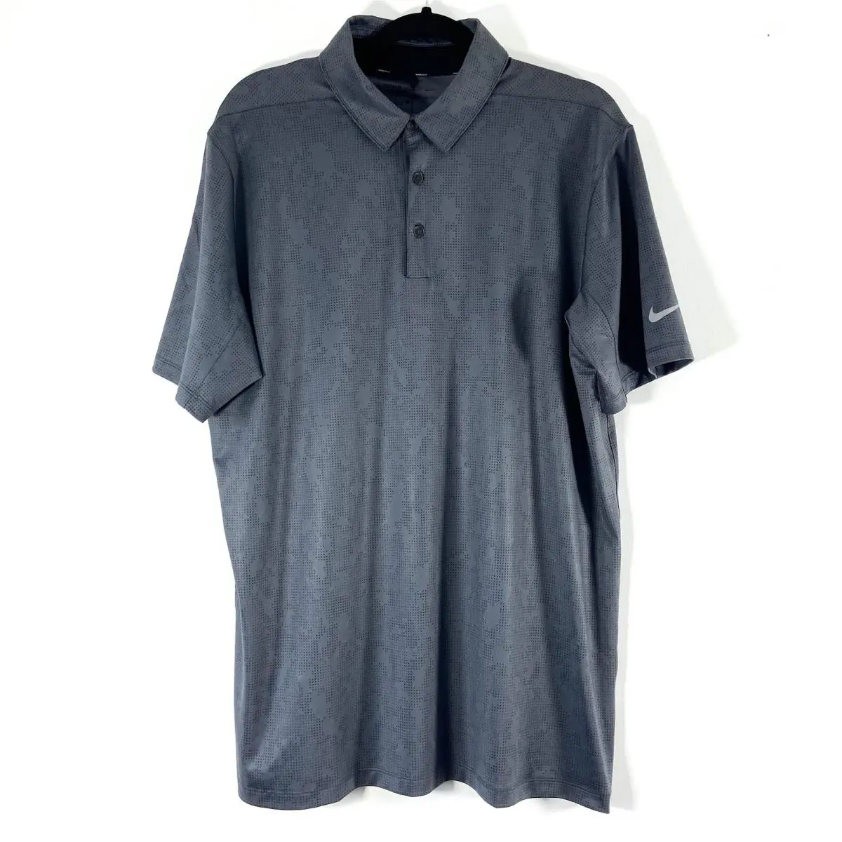 Nike Golf Polo Shirt Mens Large Gray Mobility Micro Geo Dri-fit Short Sleeve
