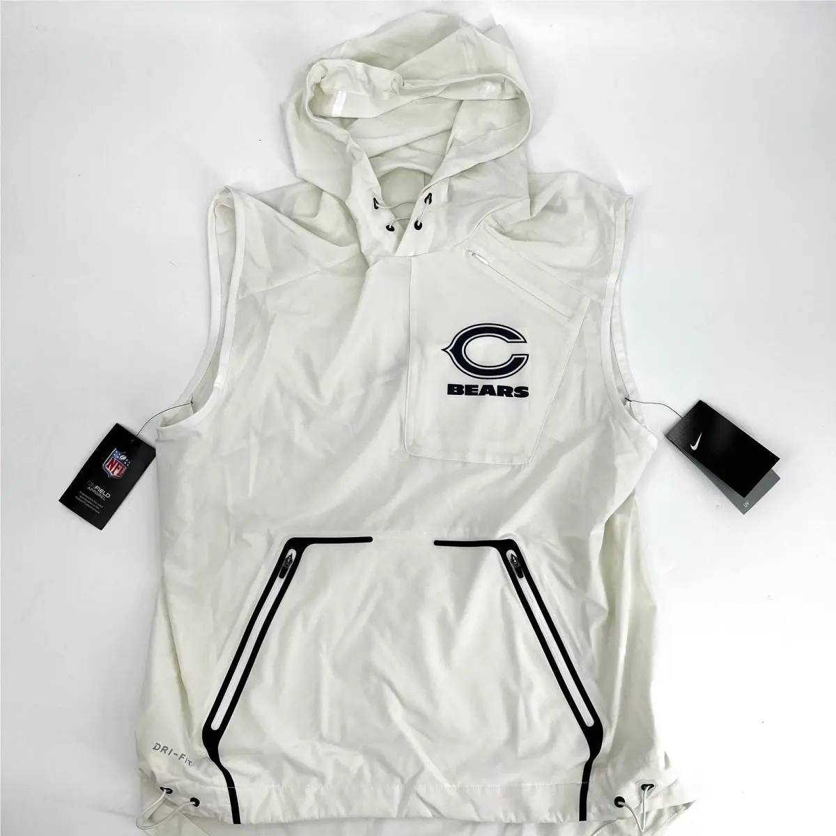 Nike Nfl Chicago Bears Dri-fit Hooded Performance Jersey Cream Black Size M