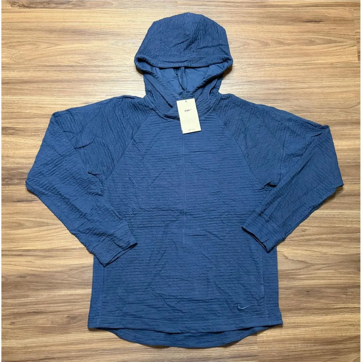 Nike Yoga Dri-fit Blue Textured Training Sweatshirt Hoodie DV9875-437 Sz M