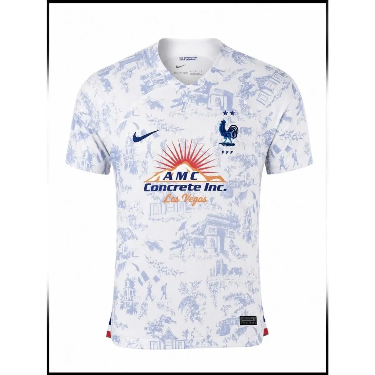 Nike x Fff France Perros Bravos Dri-fit Adv Soccer Jersey White Toile Print Men`