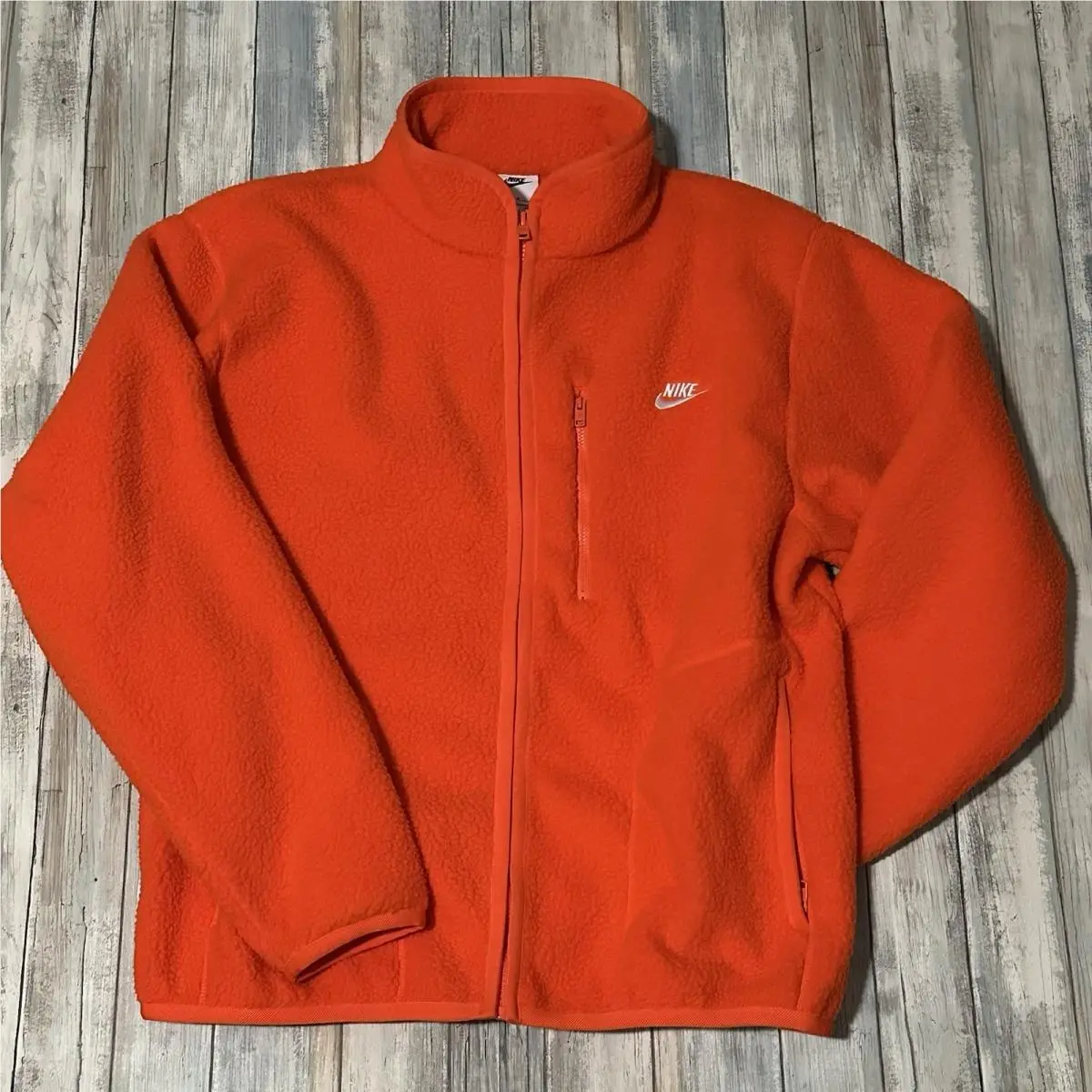 Nike Sportswear Club Men`s Fleece Jacket Safety Orange/white FZ0888-819 Medium