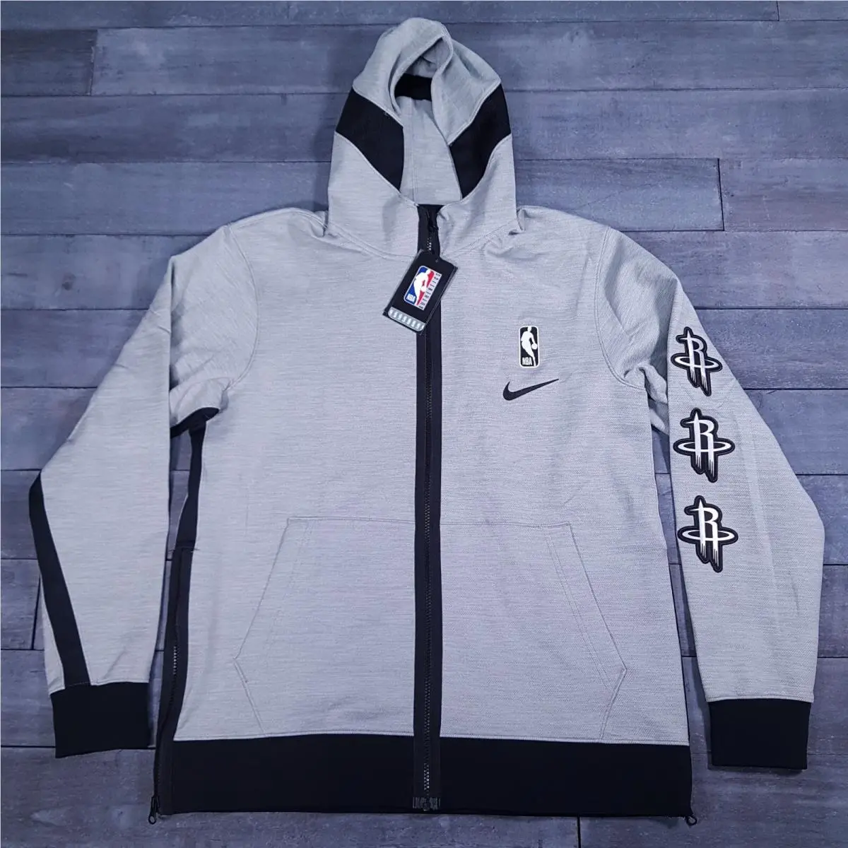 Nike Nba Houston Rockets Therma Flex Showtime Hoodie Jacket Mens Large Grey