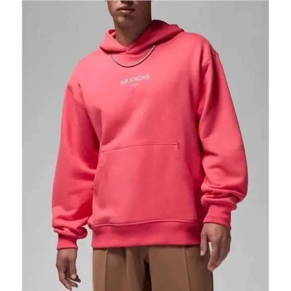 Air Jordan Mens Wordmark Tokyo Aster Pink Fleece Hoodie Embroidered Sz M