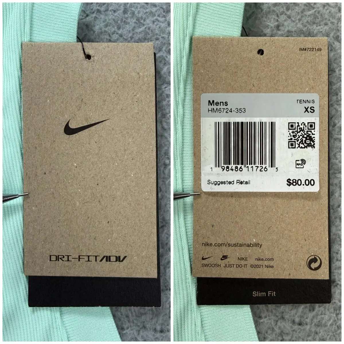 Nike clothing - T-Shirt Shirt Dri Fit Dri-Fit ADV HM6724 353 HM6724353 NikeCourt - Green (UPC: 198486117265) 1