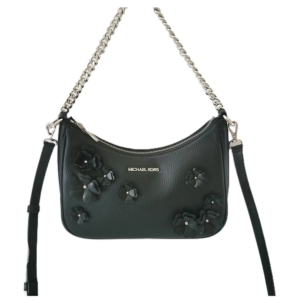 Michael Kors Jet Set Travel Large Embellished Pouchette Crossbody Black
